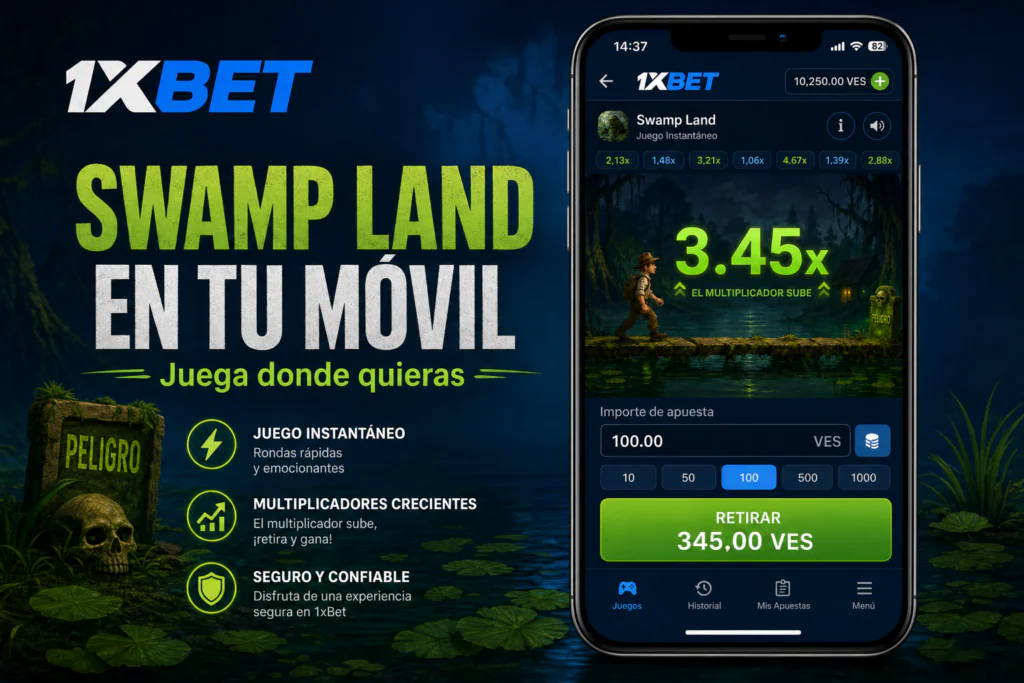 Versión móvil del juego instantáneo Swamp Land en 1xBet Venezuela