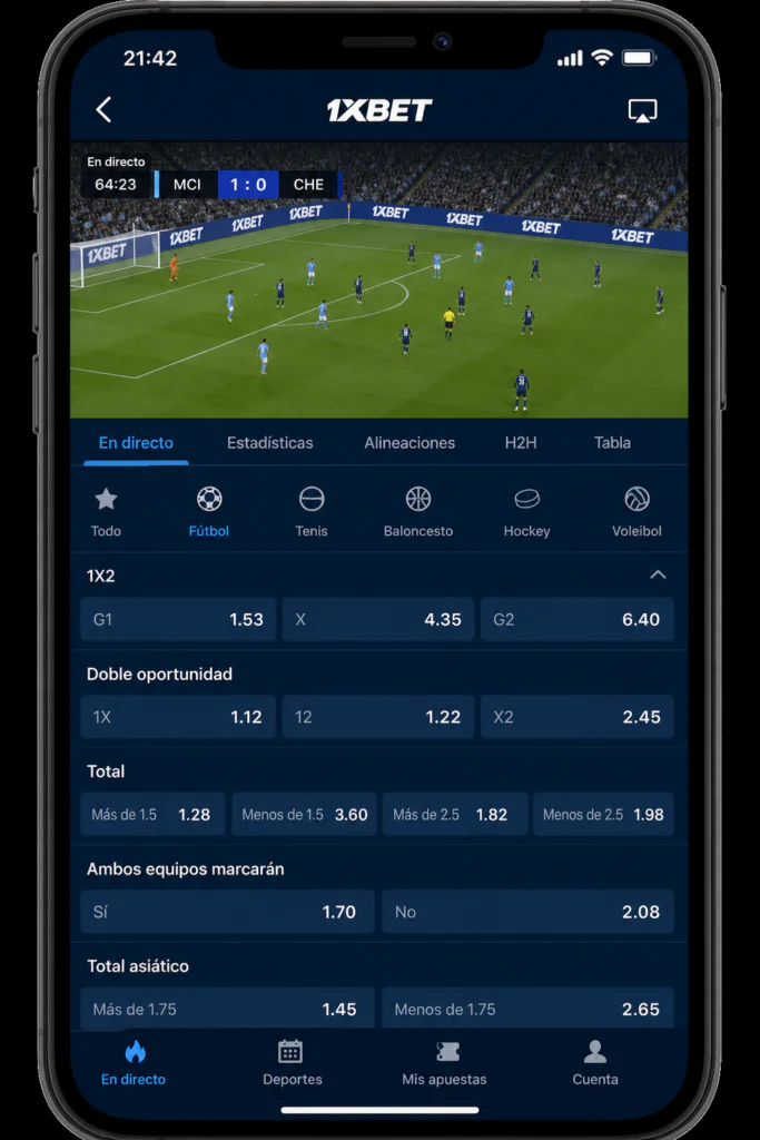 Características principales de la aplicación 1xBet